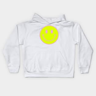 Neon Yellow and Pink Aesthetic Smiley Face Kids Hoodie